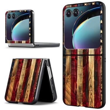 Imagem de ACWDMKH Capa protetora para Motorola Moto Razr Plus 2024/50 Ultra - Capa protetora para celular fina e rígida de policarbonato antiarranhões à prova de choque - bandeira americana retrô