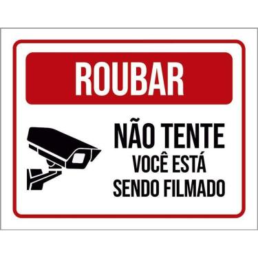Imagem de Placa Roubar Não Tente Você Está Sendo Filmado 36X46