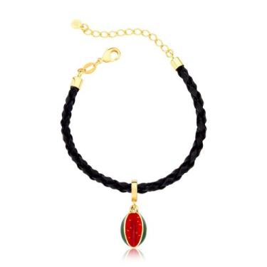 Imagem de Pulseira Couro Trançado Melancia Pingo Doce - VL ACCESSOIRES, 20 à 21c
