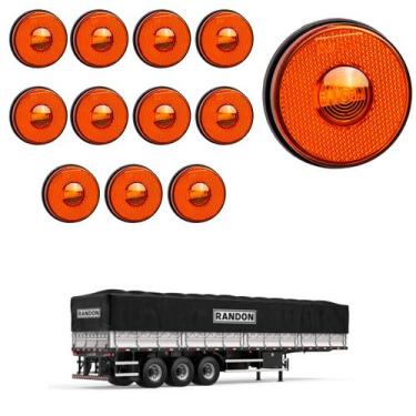 Imagem de 12 Lanterna Lateral Randon LED Âmbar 85mm Saída Conector - DW Componen