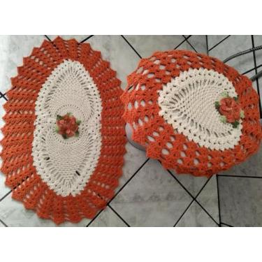 Imagem de Jogo de banheiro de crochê modelo coração com 2 peças - Tomazinis, Tel