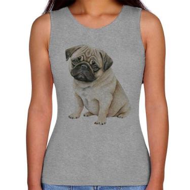 Imagem de Regata Feminina Cachorro Pug - Foca na Moda, Cinza, GGG