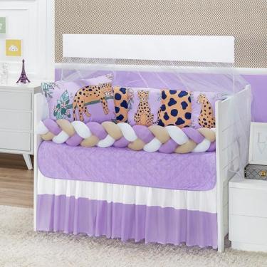 Imagem de Kit americano de berço baby zoo estampado 10 peças para bebe luxuoso -