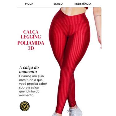 Imagem de 2 Calça Legging 3D Poliamida Básico Cintura Alta Grossa Fitness Academ