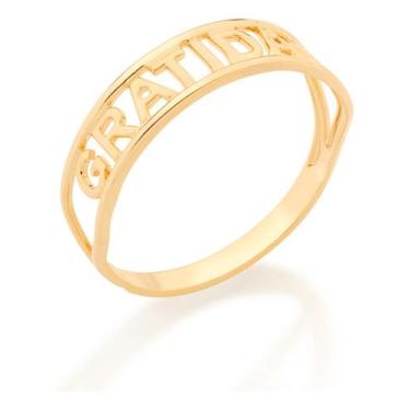 Imagem de Anel Skinny Ring Escrito Gratidão.(joia Lic 512850 - ROMMANEL, Branco,