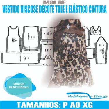 Imagem de Molde vestido com tule, modelagem&diversos, p-xg, correios