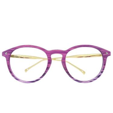 Imagem de Armação Oculos Grau  Redondo Haste Metal Premium - GV, Lilás