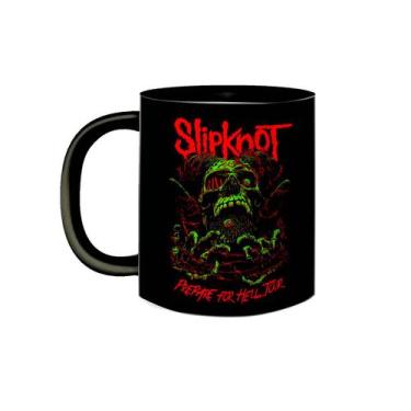 Imagem de Caneca de Porcelana Preta Banda Slipknot HellTour 666 Clown - VilelaGG