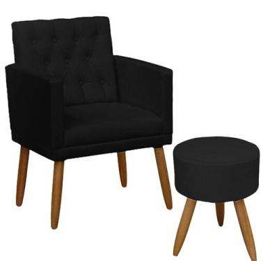 Imagem de Poltrona com Puff Decorativo Manicure Capitone Estofada Resistente Esc