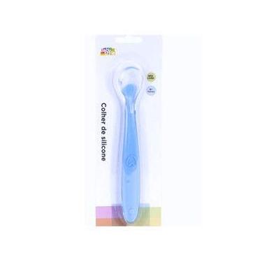 Imagem de Colher De Silicone Bebe Introdução Alimentar Macia Baby Style, Azul
