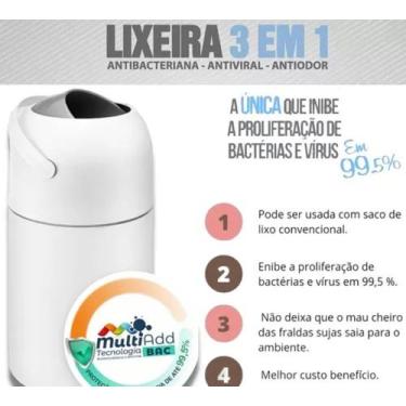 Imagem de Lixeira Antiodor Fraldas Bebe Lixo Magico Banheiro Cozinha