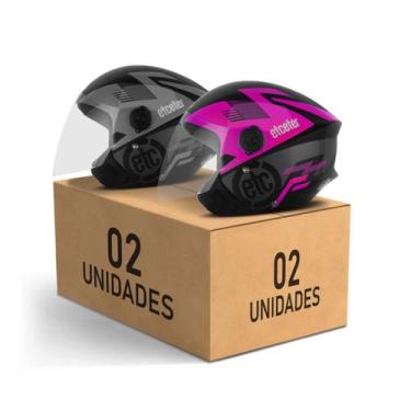 Imagem de Kit 2 Capacete Aberto Etceter Open Moto Masculino Feminino Segurança -