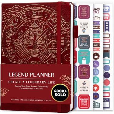 Imagem de Legend Planner – Planejador de vida semanal e mensal para atingir seus objetivos e viver mais feliz. Caderno organizador e diário de produtividade. A5 (vinho vermelho)
