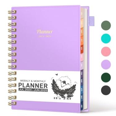 Imagem de AHGXG Agenda acadêmica 2024-2025, julho de 2024 a junho de 2025, agenda semanal e mensal de 12 meses, 15 x 21 cm, calendário acadêmico com abas mensais, bolso, ideal para escritório escolar - roxo