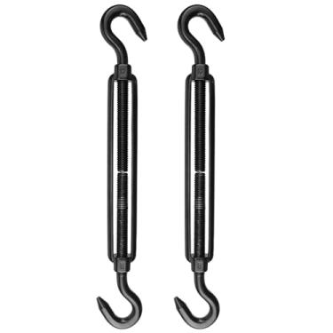 Imagem de Antrader Esticador e gancho M12, 2 peças de aço inoxidável tensores de aço inoxidável M12 Esticador de gancho duplo para serviço pesado Esticador de cabo preto para tensão de corda de fio