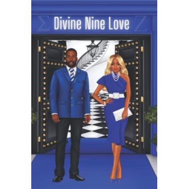 Imagem de Blue and White Sigma & Zeta Couple Blank lined journal: Black man with goatee & suit jacket and Black woman with long blonde hair