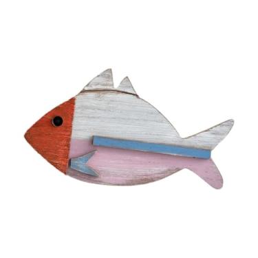 Imagem de IEUDNS Escultura de parede Peixe Arte de parede Retro Fácil instalação Decoração de parede Peixe de madeira Decoração de parede para barco Lago Casa Banheiro, 37 Cm X 21 Cm