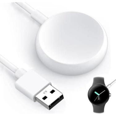 Imagem de Cabo carregador de relógio USB para Google Pixel-Watch, cabo de carregamento magnético de substituição para smartwatch Google Pixel, branco, 1,5 m