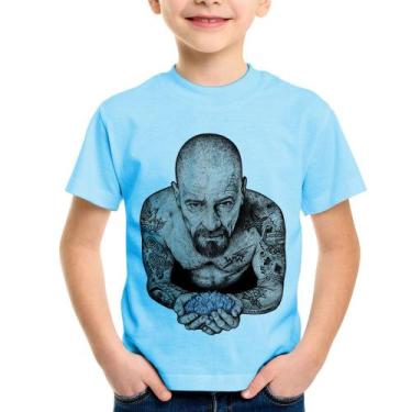 Imagem de Camiseta Infantil Walter White Tattoo Heisenberg - Foca na Moda, Azul 