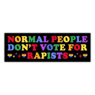 Imagem de BAVAHA [25,4 x 7,6 cm/3 peças] Normal People Don't Vote for Rapists Adesivo de para-choque resistente adesivo anti-criminoso presidente adesivos fascistas acessórios de carro decalque de vinil para
