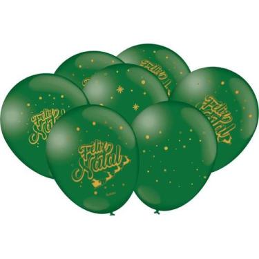 Imagem de Bexiga Balões Nº 09 Feliz Natal Verde Festcolor - 25 Unid