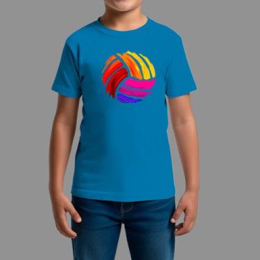 Imagem de Camiseta Infatil 100% Algodão Casual Estilosa Manga Curta Voleiball - 