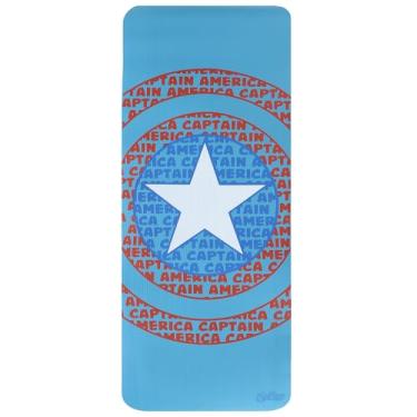 Imagem de Tapete de exercício infantil Marvel Captain America Shield antiderrapante, tapete de fitness e treino para todos os fins NBR para meninos e meninas, azul, 10 mm