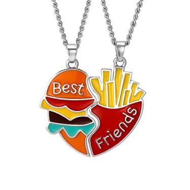 Imagem de Colar Houtsell BFF 2 - com pingente em forma de coração Best Friend Forever Friendship Colar para melhor amigo, Chain length 45.9 + 5.9 cm, Metal, Sem Pedra Preciosa