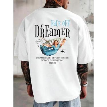 Imagem de Camiseta Masculina Estampada Streetwear Casual Conforto Face - 100% Al