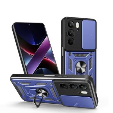 Imagem de Capa compatível com Realme 14x 5G, compatível com Realme C75 4G, com capa de lente de câmera deslizante compatível com Realme V60 Pro 5G RMX3953 capa azul