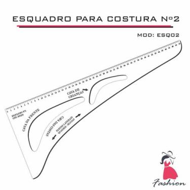 Imagem de Esquadro Numero 2 Alfaiate Régua Costura Cavas 2 BRANCO FENX - FENIX