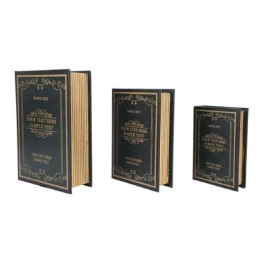 Imagem de GRCFUMO Caixa decorativa de armazenamento de bugigangas em formato de livro vintage, decorações de livros antigos, conjunto de caixas decorativas em formato de livro de (Verde escuro)