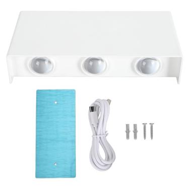 Imagem de Arandela a pilhas, lâmpadas montadas na parede com porta USB a pilhas recarregável, luzes de parede LED para sala (White)