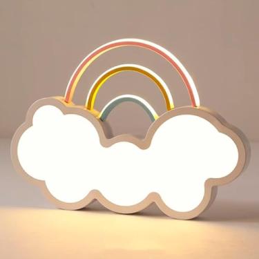 Imagem de Luminária de Teto Infantil Nuvem com Arco-Íris LED, 50x41cm, Luz Neutra 4000k, Decorativa para Quarto