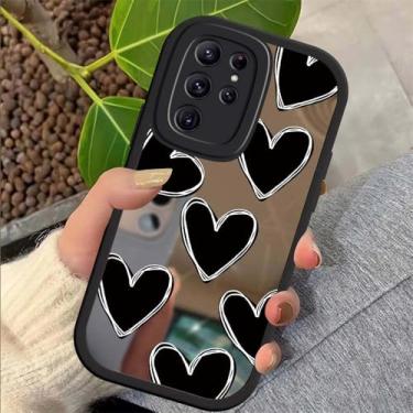 Imagem de Capa de celular com espelho de maquiagem em formato de coração para Samsung S23 Ultra S 23 S22 S21 S20 FE S10 Plus Note 20 10 Lite, capa de silicone macio, preta, 336B, para S20