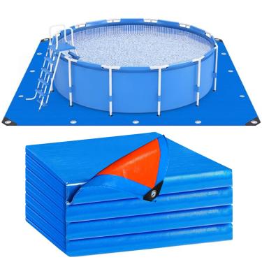 Imagem de succulentlovers Forro de piscina dupla face de 4,7 m - Tapetes quadrados para piso de piscina para piscinas acima do solo lonas de piscina resistentes pano de chão para evitar perfurações e prolongar