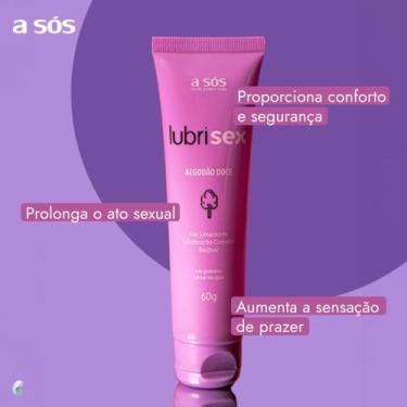 Imagem de Gel Lubrificante Beijável Lubrisex Algodão Doce - 60g - A Sós - A SOS
