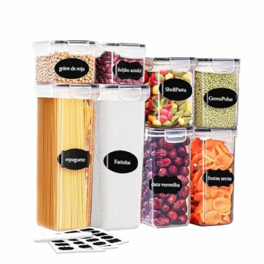Imagem de Kit 8 Potes Tampa Hermético Porta Alimentos Mantimentos Armário Cozinha (KIt 8)
