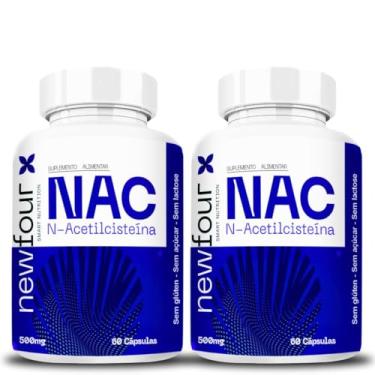 Imagem de 2x NAC N-Acetilcisteína, 500mg, 60 Cápsulas, Suplemento Antioxidante
