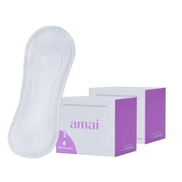 Imagem de Protetor Diário Max Amai - 100% Algodão - Extra Longo, Hipoalergênico, Absorvente Ultra Confortável, Livre de Químicos e Zero Plástico Comun - 40 unidades