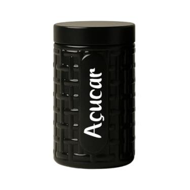 Imagem de Porta Mantimentos 1,5Lt Pote Plástico Decorativo Cozinha Café Açúcar Biscoito Cores (Açúcar Preto)