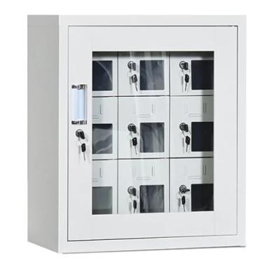 Imagem de Cofre para celular, armário de armazenamento com gráfico de bolso de aço para celulares, porta de segurança dupla, armário de celular 6/9/12/15 compartimentos, com trava para chave, para sala de aula