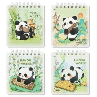 Imagem de Unigift 6 Pcs Panda Mini Spiral Notebooks,Cartoon Animal Panda Bear Small Pocket Memo Party Favor Notepad Wirebound Lined Journal Notebook Set Diary Party Gift for Kid Home Office School Supplies