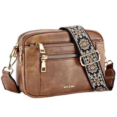 Imagem de Bolsa tiracolo Telena Telena para mulheres em material vegano marrom