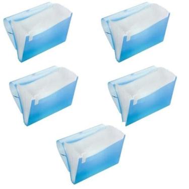 Imagem de Kit 5 Pastas Sanfonadas Duplicata Azul 31 Divisórias 19x24cm - ACP