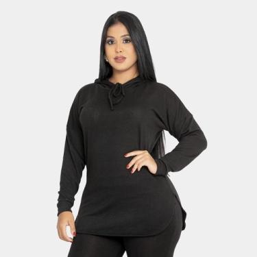 Imagem de Conjunto lazinha Feminino Blusa Com Capuz Manga Longa Calça Com Bolso 