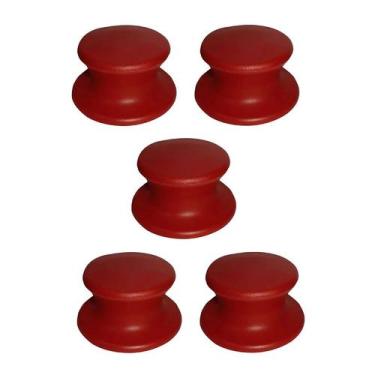 Imagem de Kit 5 Pegador Puxador Tampa Vidro e Ferro Panela Vermelho - Shopmaster