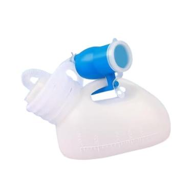 Imagem de harayaa Garrafa de xixi masculina, penico portátil para viagem, coletor de mictório com tampa e mangueira para idosos, pacientes, casa, carro , Branco, com Mangueira de 2m