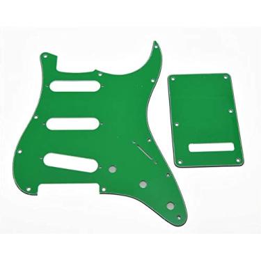 Imagem de Dopro 11 Hole Strat SSS Pickguard ST Placa Traseira Trem Capa para EUA/Mexicano FD Strat Verde 3 Camadas