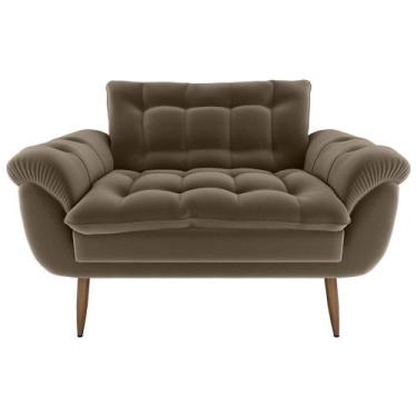 Imagem de Sofá 2 Lugares Pequeno 1,25 Pés Em Madeira Maciça Xangai Veludo Cinza 